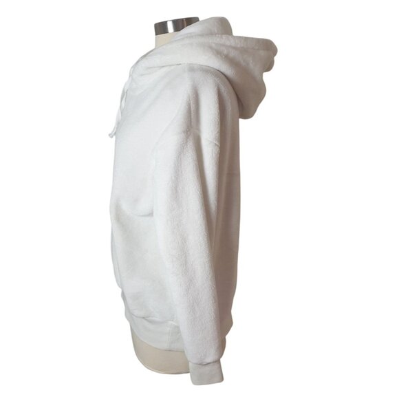 Xhilaration Womens Crop Hoodie L White Plush Fleece Sweatshirt Fairy Cottagecore - Picture 2 of 7
